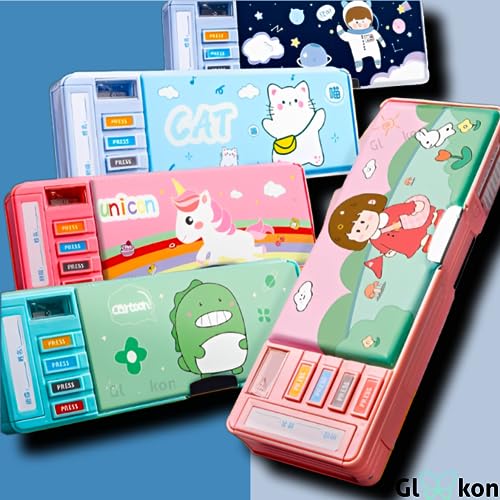 Image of Plastic Space Astronaut Pencil Box For Girls & Kids, Compass Box For Boys, Pencil Pouch For School, Pencil Case Gift For Boys (Space Button), Multicolour