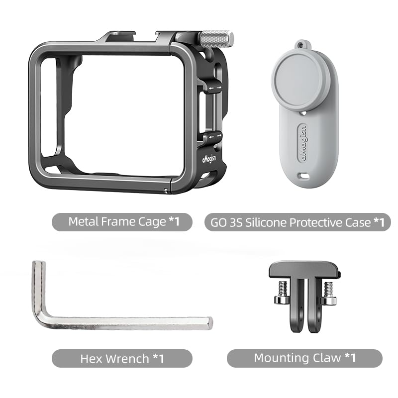 Cadre Cage Alliage Aluminium + Coque Silicone Pour Insta360 GO 3S - Boîtier Protection Métal