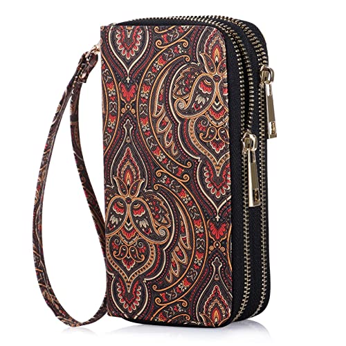 Image of Cellphone Wallet for Women Dual Zipper Long Purse with Removable Wristlet