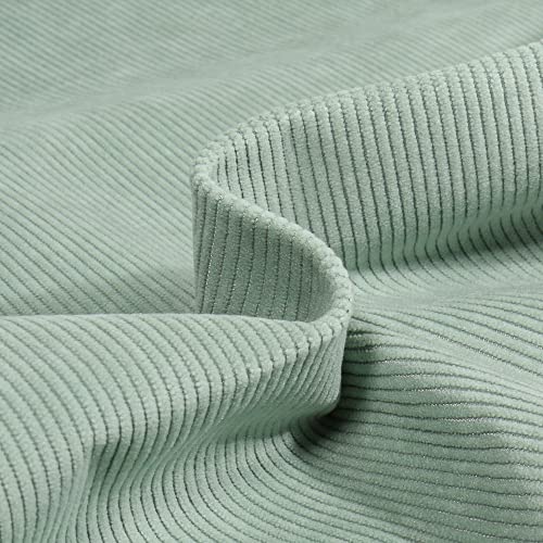 Tissu Velours d'ameublement côtelé Lena Vert d'eau - Par 50 cm