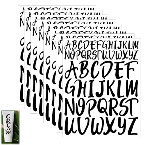 8 Blatt Selbstklebende Buchstaben, Groß Buchstaben Aufkleber Buchstaben zum Aufkleben Scrapbook Buchstaben Wasserfeste Vinyl Alphabet Aufkleber für Kunsthandwerk, Briefkästen