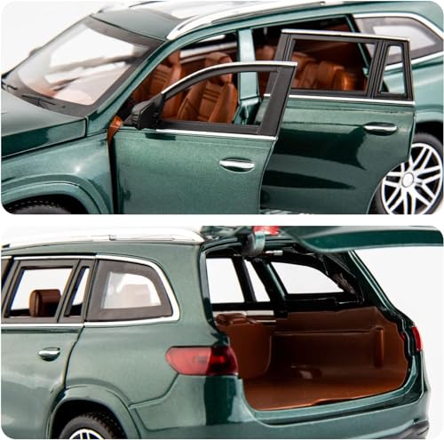 Image of 1 /24 Mercedes Benz GLS63 AMG Model Car,Zinc Alloy Diecast Toy Car Pull Back with Light and Sound Toy Vehicle Door Can Be Opened (Green)