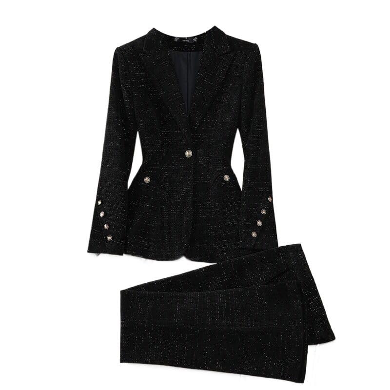Womens Suits Autumn Winter Long Sleeve Blazer and Pants Office Ladies