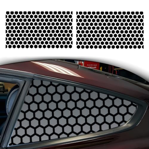 Image of Rear Quarter Window Hexagon Decals for Car SUV Trucks | Universal Matte Black Hexagon Side Window Vinyl Stickers, Free Installation Tools