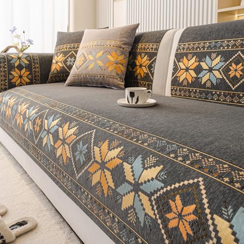 �V�F�j�[�� �Z�N�V���i�� �J�E�` �\�t�@ �J�o�[�A�{�w�~�A�� �X�^�C�� �W���J�[�h �\�t�@ �X���b�v�J�o�[ ����~�ߊ􉽊w�͗l�Ƌ�v���e�N�^�[ Dark-Gray 90*120cm/35.43*47.24in