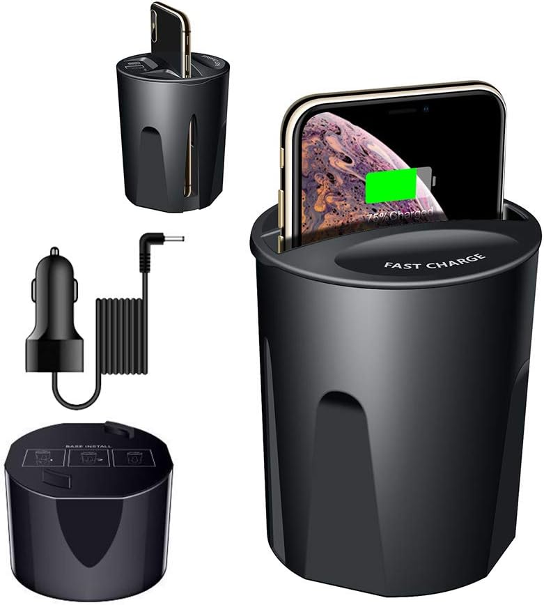 Samsung Galaxy Wireless Charging Phone Cup Holder - Fast Qi Wireless Car Charger - 10W/7.5W/5W Wireless Charging Pad Stand - Note8/S8/S7/S6/S9+