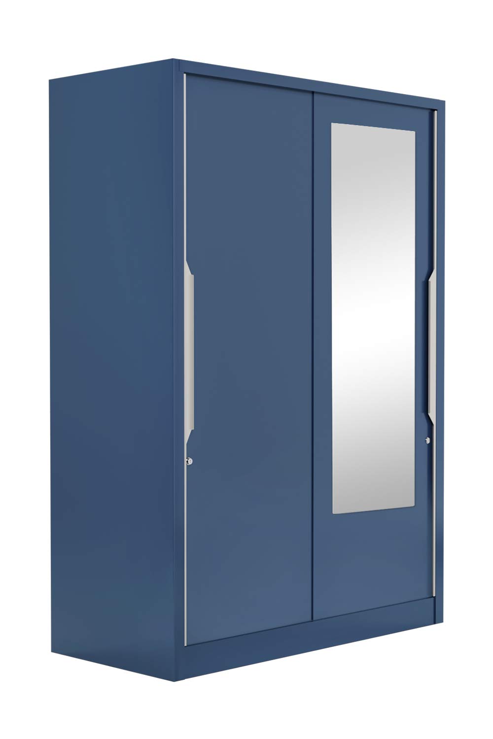 GODREJ INTERIO Almirah Slide N Store Pro Plus 2-Door Steel Sliding Wardrobe for Clothes (Textured Phiroja Blue), 1-Year Warranty, 7 Shelves, 2 Drawers and Mirror