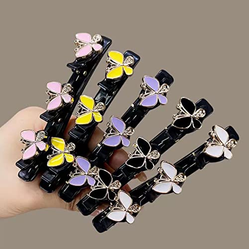 Foto von 4 glitzernde Haarspangen, Entenschnabel-Clip, geflochtene Haarspange, Haarspangen für Styling-Schnitte, Strass-Haarschmuck, Strass-Schmetterling, doppellagige Haarspangen für Damen-Haarstyling