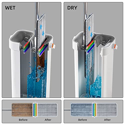 MOPALL Wischmopp und Eimer mit Auswringer-Set, großer flacher Bodenwischer und Eimer, nass und trocken, multifunktionales Haushaltsreinigungswerkzeug für alle Bodenarten und Fenster – Bild 5