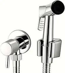 Ducha Higiênica de Metal Inox 304 com Gatilho + Mangueira Flexível 1,5m Conexão 1/2" Banheiro Bidê Spray Pressurizado Antivazamento