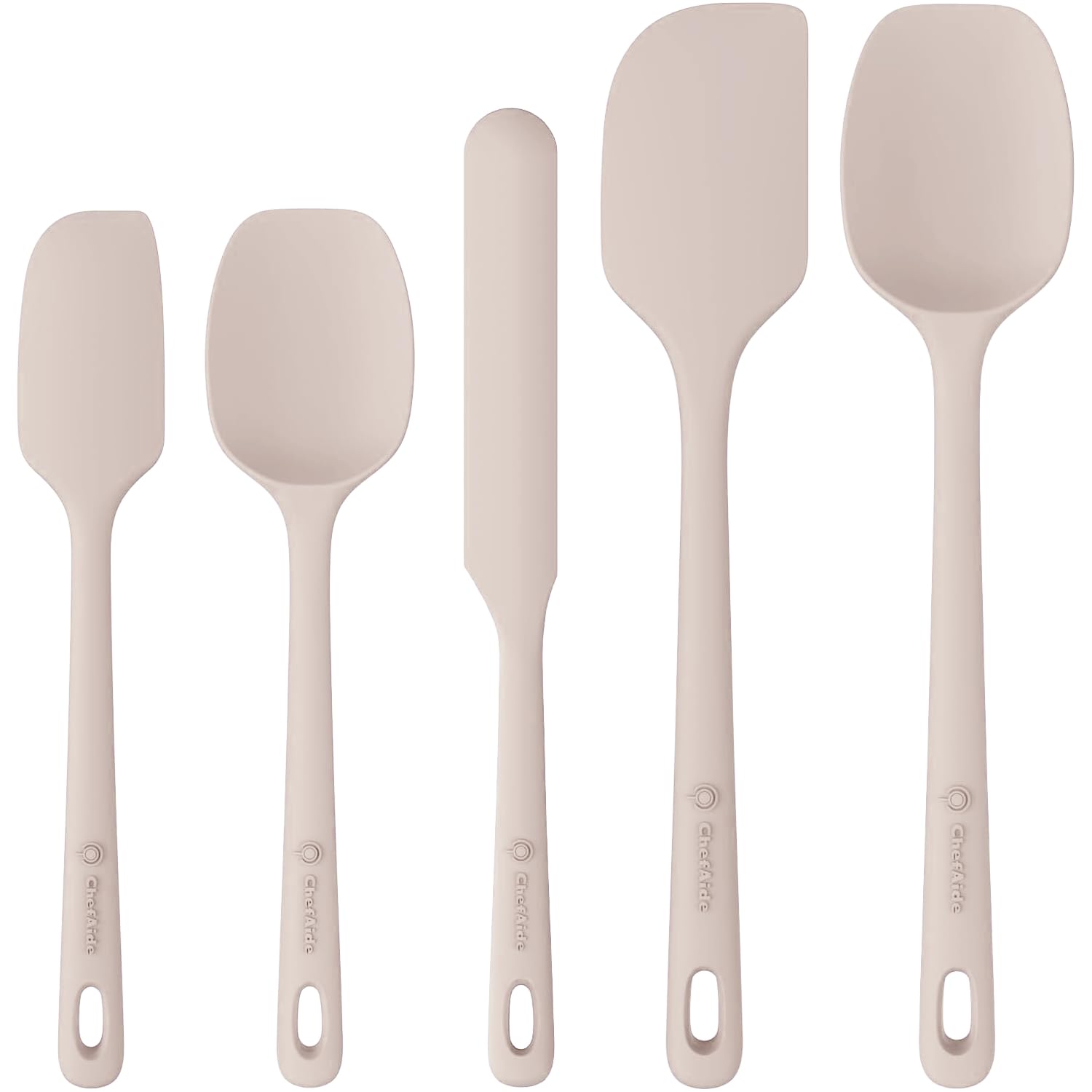 ChefAide 5 Pieces Silicone Spatula Set, Food Grade Rubber Spatula, Upgrade Strong Handle with...