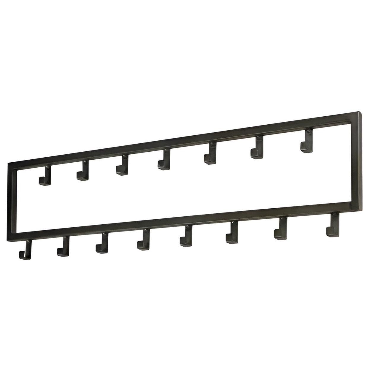 TOJ Appendiabiti da parete con 15 ganci - Appendiabiti da parete - Appendiabiti - Acciaio inossidabile - 80CM - Nero opaco