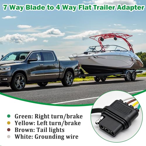 Image of 7 Pin Trailer Plug,7 Way to 4 Way Trailer Plug Adapter,7 Pin to 4 Pin Trailer Adapter,7 Way Blade to 4 Way Flat Plug Connector