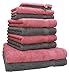 Produktbild Betz Handtuchset Premium 10-teilig aus 100% Baumwolle  Premium Frottier 470 g/m² | 2 Duschtücher 70×140 cm, 4 Handtücher 50×100 cm, 2 Gästehandtücher, 2 Waschhandschuhe | Farbe Anthrazit & Altrosa