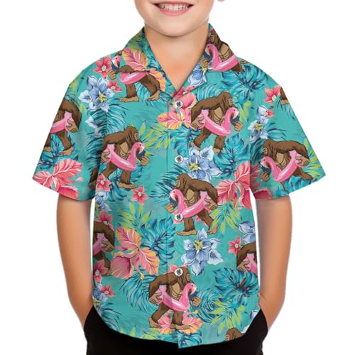 Boys Girls Llama Sloth Taco Galaxy Hawaii Shirt Funny Rainbow Casual Short Sleeve Button Down Shirt Kids Hawaiian Shirt4