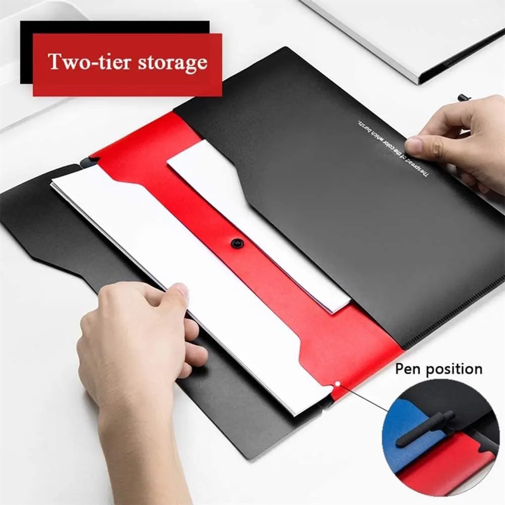 Cartella portadocumenti espandibile Cartella for buste A4 Clip in plastica a doppio strato con chiusura a scatto Organizzatore di file di documenti for l'home office scolastico Cartelline Portadocumen