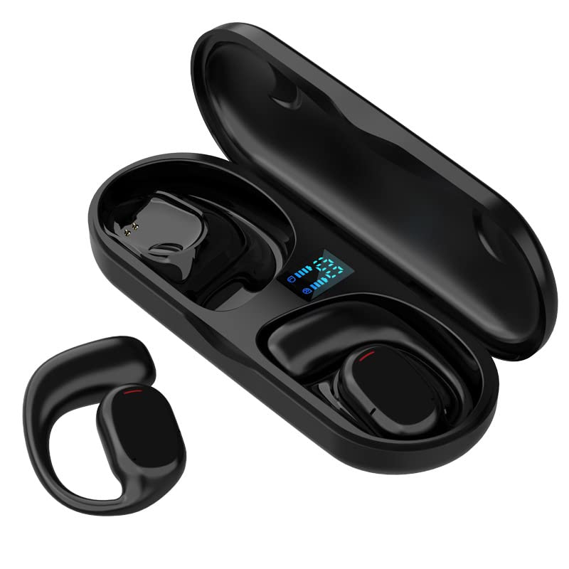 NIBEMINENT Open Ear Air Conduction Headphones Bluetooth 5.3 Ear Buds with Charging Case, 12 Hours Waterproof Wireless Earbuds for iPhone Android & PC