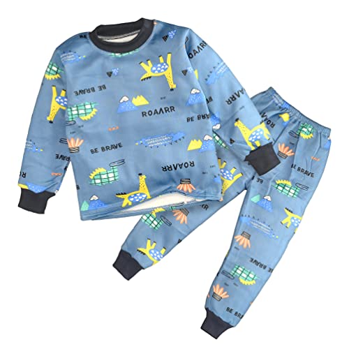 Image of Bold N Elegant Cute Winter Warm Fleece Kid's Cartoon Sweatshirt Tshirt and Pajama Pant Clothing Set Random Mix Print for Boys Girls