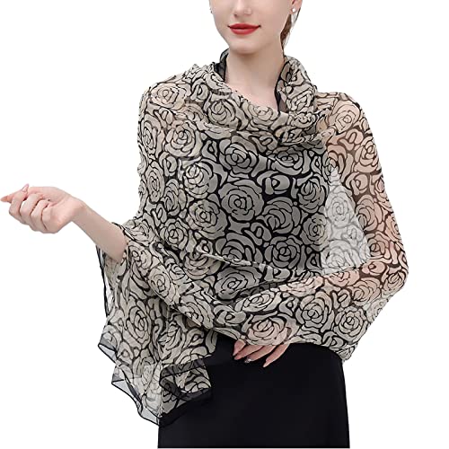 amokk Large Floral Wraps and Shawls with Round Scarf Ring Chiffon Scarfs for Women Lightweight Summer Dressy Neck Scarf2