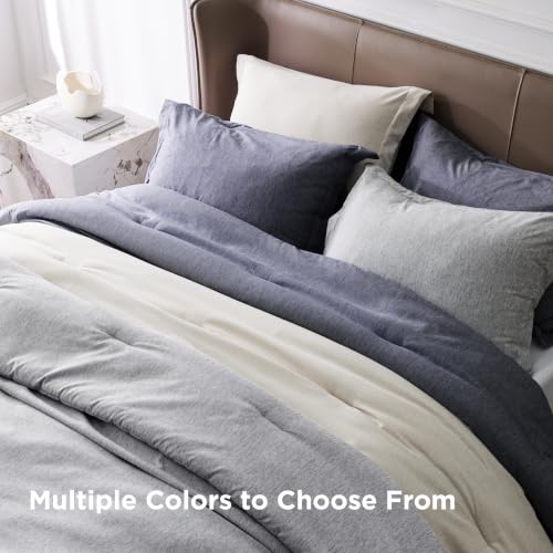 Image of Bedsure King Size Comforter Set - Denim Grey King Comforter Set, Soft Bedding for All Seasons, Cationic Dyed Bedding Set, 3 Pieces, 1 Comforter (104 inchx90 inch) and 2 Pillow Shams (20 inchx36 inch+2 inch)