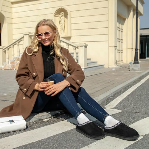 Image of Women's Slippers Fuzzy Cozy Short Ankle Shoes Indoor and Outdoor Mules Furry Warm House Slippers for Woman Cute Fluffy Clogs
