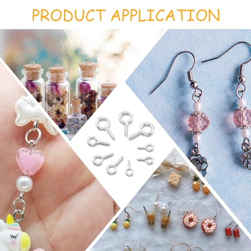 ElevateTech 860 Stück Kleine Ösenschraube Mini-Ösenschrauben, Robuste Ösenschrauben Bolzen Haken Ringschrauben zum Aufhängen von Kunstwerken Kunstprojekten Diademen und Schmuckherstellung (Silber)