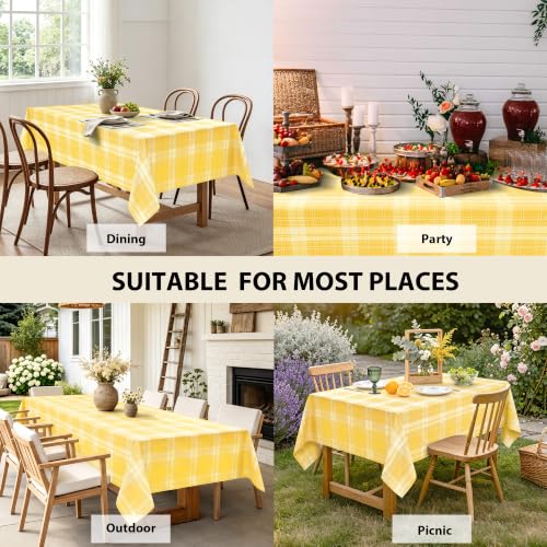Hiasan 54 x 80 Inch Waterproof Rectangle Checkered Tablecloth, Yellow by Hiasan - Used condition - Image 5