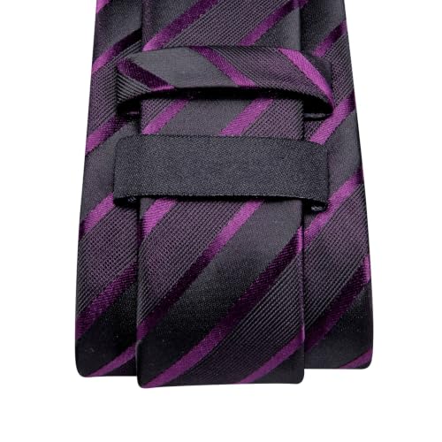 Image of Dubulle Mens Tie and Lapel Pin Paisley Striped Floral Necktie for Men Pocket Square Cufflinks 4PCS Set Wedding Party