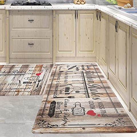 PCSWEET HOME Kitchen Mats 0.4inch Farmhouse Kitchen Rugs and mats Farmhouse Anti Fatigue Kitchen Mats Cushioned Cover