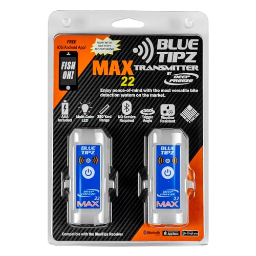 Deep Freeze BlueTipz Tip-Up Ice Fishing Alarm - Bluetooth Transmitter (2 Pack) - Bite Alarm - Ice...