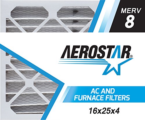 Image of Aerostar 16x25x4 MERV 8 Pleated Air Filter, Made in the USA 15 1 /2 inch x 24 1 /2 inch x 3 3 /4 inch, 6-Pack