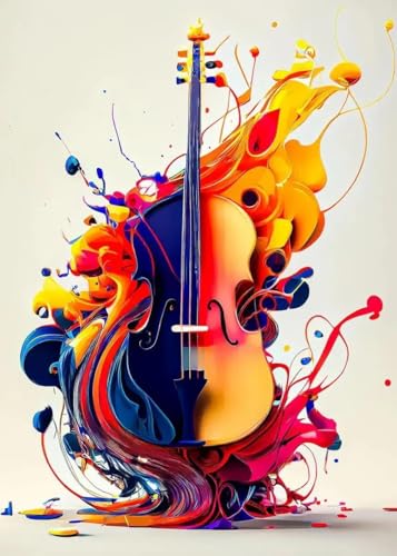 Baibexing Pósteres De Violín Y Guitarra Coloridos Abstractos, Arte De Pared Moderno, Pintura En Lienzo, Imágenes Impresas Vintage Para Decoración De Sala De Estar A2 40X50Cm Sin Marco
