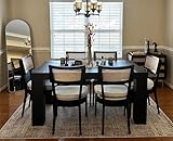 ZHENGHAO Rattan Dining Chairs Set of 6, Farmhouse Dining Room Chairs with Cane Back French Country Accent Chair Upholstered Wood Chairs for Kitchen/Restaurant, Black