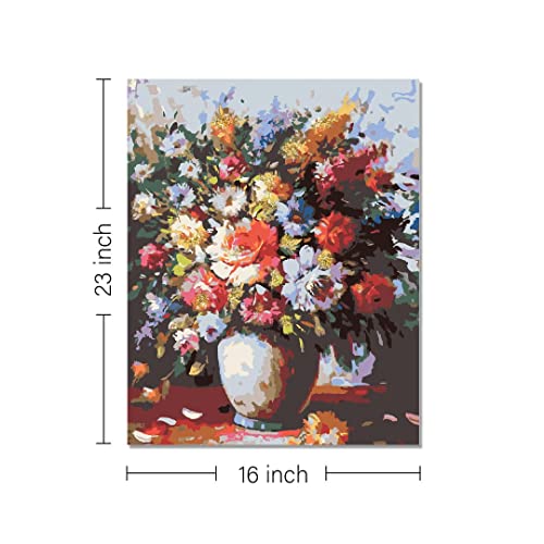 Image of RANGOLI 100% Cotton Stretched Canvas Painting 400 GSM, Framed Flower Vase Abstract Wall Art for Living Room, 3D Paintings for Wall Decor (16 x 23 Inch With Frame)