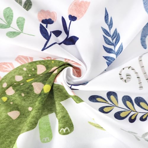 Image of Toddler Bedding Sets Twin Size for Girls, Dinosaur Toddler Crib Bedding Set 5 Piece Floral Toddler Comforter Set Includes Flat Top Sheet, Fitted Sheet, Comforter, Envelope Pillowcase, Soft & Comfort
