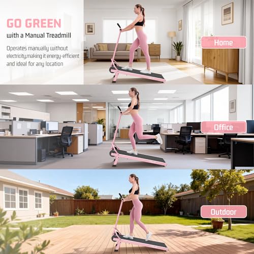Image of Walking Pad Treadmill with Incline 20%, Manual Foldable Walking Pad with Handle Bar, 500lbs Capacity, Non-Slip Surface, Fixed Incline, Digital Monitor, Compact Build for Home /Gym /Indoor /Outside