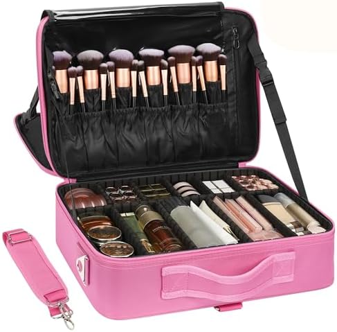 Relavel Rolling Makeup Case, Makeup Backpack Professional Makeup Artist Train Case