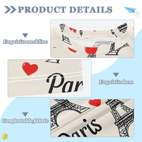 ALAZA Kids Rash Guard Boys Toddler Swim Shirts Short Sleeve Eiffel Tower Love UPF 50+ 3T3