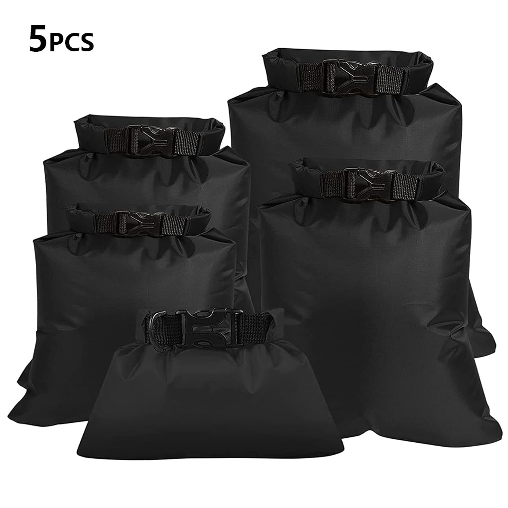 5 Stück wasserdichte Dry Bag Kajakfahren Driften Rafting Kanu Pack faltbar tragbar Trekking Schwimmen Reise Sack rot, 3er-Set (schwarz), Siehe Produktbeschreibung