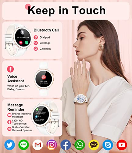 Lige Smart Watch For Women (Answer/Dial Call), 1.32 Full Touch Smart Watch For Android Ios Phones With Heart Rate & Sleep Monitor,100+ Multi-Sport Modes, Ceramics Fitness Smart Watch For Women #TOP2