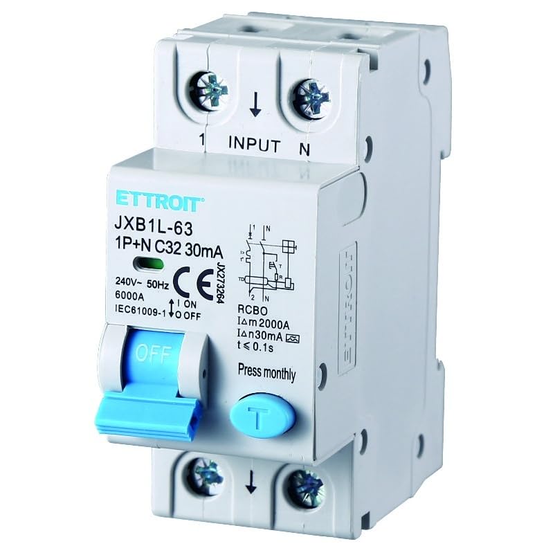 Interruttore Magnetotermico Differenziale 1P+N 32A 30mA 220V-6KA CLASSE A 2 MODULI 30mA per Guida DIN - Protezione Circuiti e Sicurezza Impianti