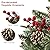 HiBean Outdoor Christmas Tree Frosted Urn Filler 2 Set with 50 Lights, Battery Operated Pre-lit Artificial Flocked Xmas Tree with Cones & Red Berries, Small Christmas Tree for Porch & Yard (White)
