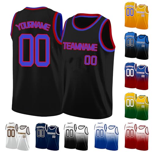 Image of Custom Basketball Jersey for Men - Personalized Name & Number, Embroidered or Printed, Athletic Shirt for Kids, Boys & Youth