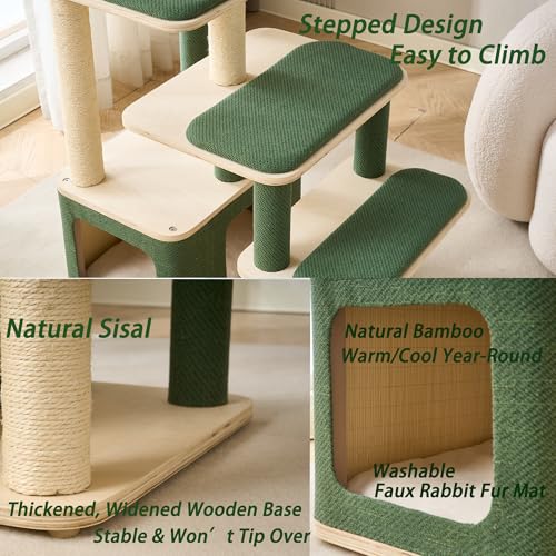 Árbol rascador de madera moderno para gatos grandes miniatura 3