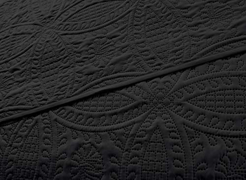 Image of Chezmoi Collection Austin 3-piece Oversized Bedspread Coverlet Set (King, Black)