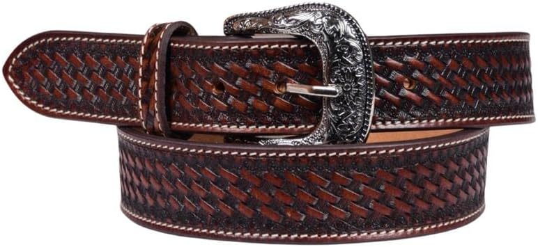 Affilare Western Genuine Leather Brown Basket Weave Belt For Men and Women 30WE003