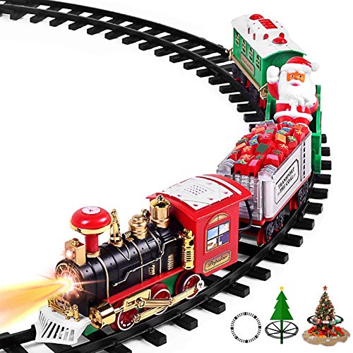 AOKESI Toy Train Set with Lights & Sounds - Updated Christmas Train Set - 30" Round Railway Tracks for Under/Around The Christmas Tree Battery Operated Toys Xmas Train Gift for Kids, Boys & Girls