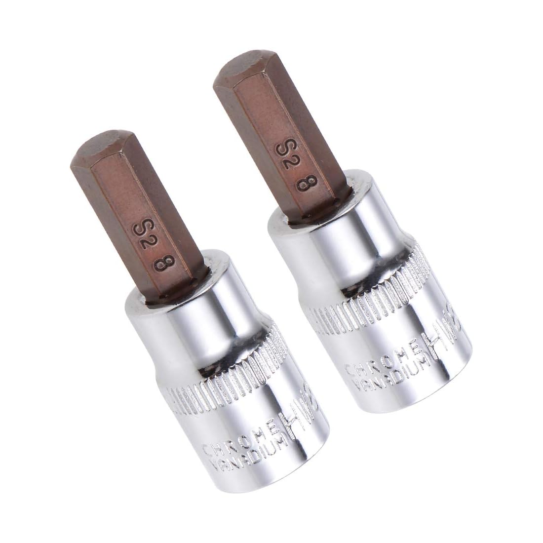 TA-VIGOR 2Pcs Hex Bit Socket, 3/8" Drive x H8 (8mm) Allen Key Socket, Premium S2 Steel Bits, Hex Bit with 48mm Length for Ratchet Wrench, Torque Wrench, Slide Bar, Impact Power Drills — image 1