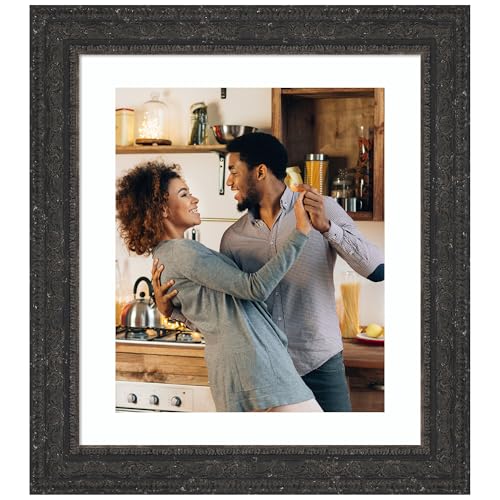 Amanti Art 20x24 Picture Frame Matted to 16x20, Attic Aged Black Wood Framing for your Wedding Photos, Family Pictures, Diploma, Certificate, Kids Art Gift for Mom or Poster Wall Decor