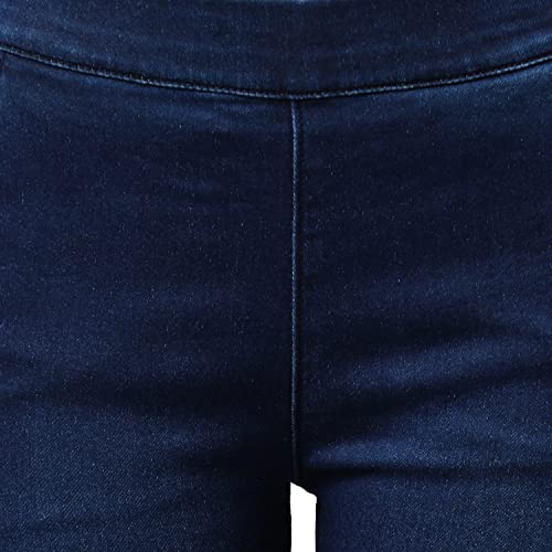 Image of Blue High-Rise Slim-fit Jeggings, has an Elasticated Waistband, has a Slip-on Closure and Four Pockets